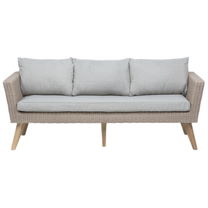 Patio Set Rattan Sintetico 3 Posti 2 Sedie Cuscini Grigi Outdoor Country