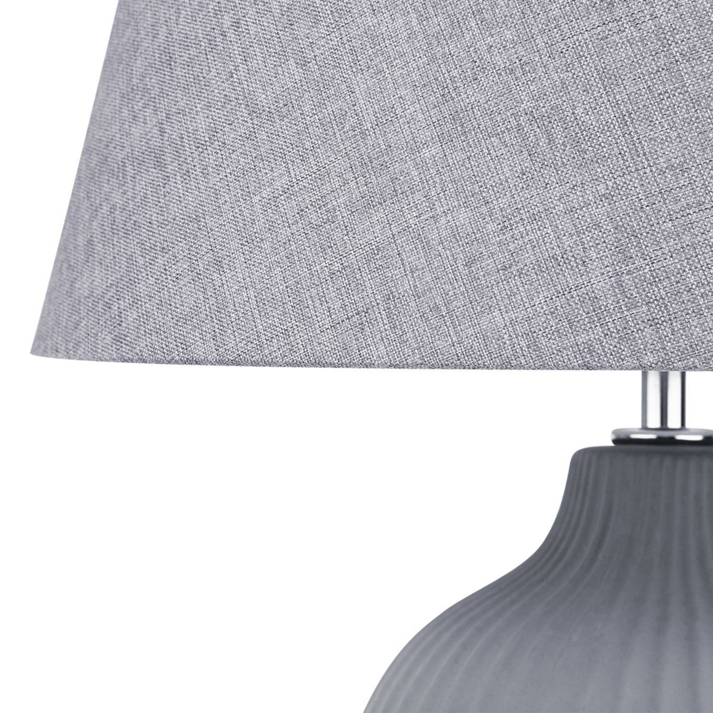 Lampada da Tavolo in Ceramica Grigia 52 cm Paralume Impero Comodino Soggiorno Camera da Letto Illuminazione Stile Retrò