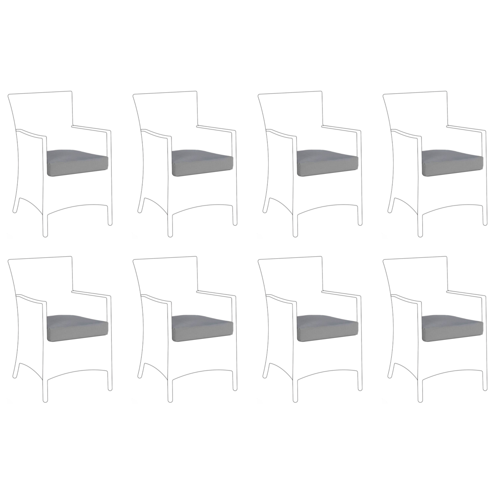 Set di 8 copricuscini per sedili in tessuto grigio per sedie da giardino 47 x 47 x 10 cm