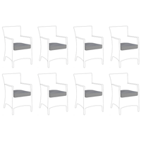Set di 8 copricuscini per sedili in tessuto grigio per sedie da giardino 47 x 47 x 10 cm