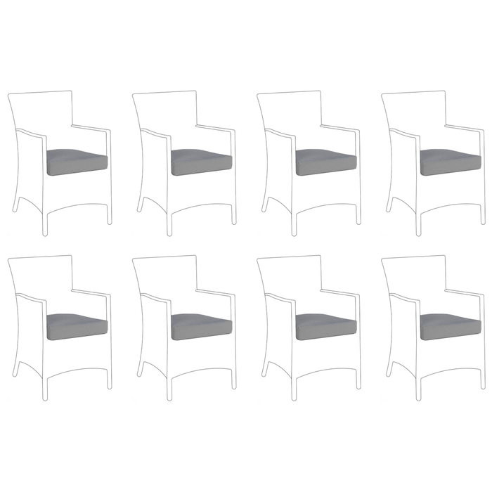 Set di 8 copricuscini per sedili in tessuto grigio per sedie da giardino 47 x 47 x 10 cm