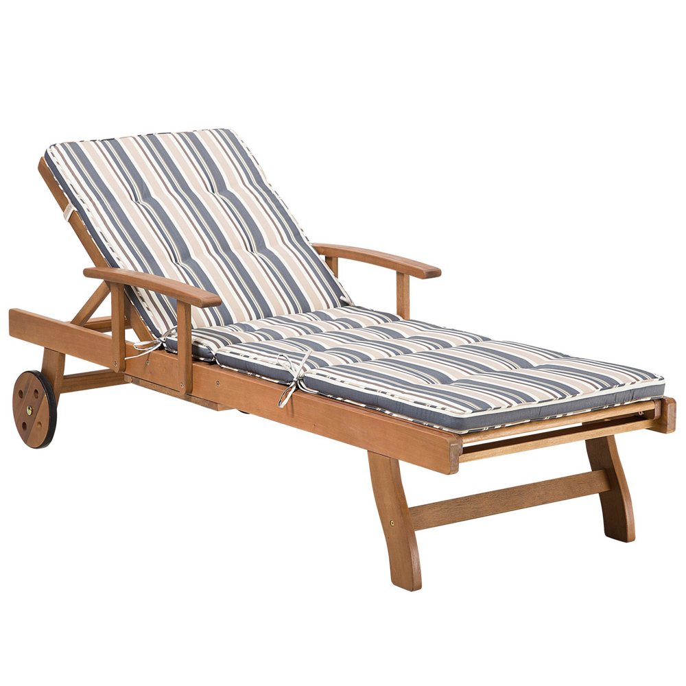 Cuscino per sdraio da giardino Cuscino per schienale in poliestere blu e beige Design moderno Cuscino per esterni