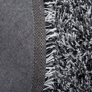 Tappeto Shaggy Tappeto a pelo lungo Solido Poliestere Bianco e Nero Rotondo 140 cm