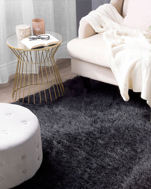 Tappeto Shaggy Tappeto a pelo lungo Solido Poliestere Nero Rettangolare 140 x 200 cm