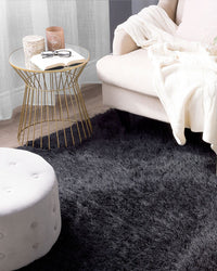 Tappeto Shaggy Tappeto a pelo lungo Solido Poliestere Nero Rettangolare 200 x 300 cm