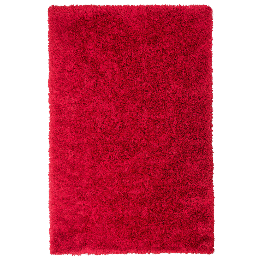 Tappeto Shaggy Tappeto a pelo lungo Solido Poliestere Rosso Rettangolare 200 x 300 cm