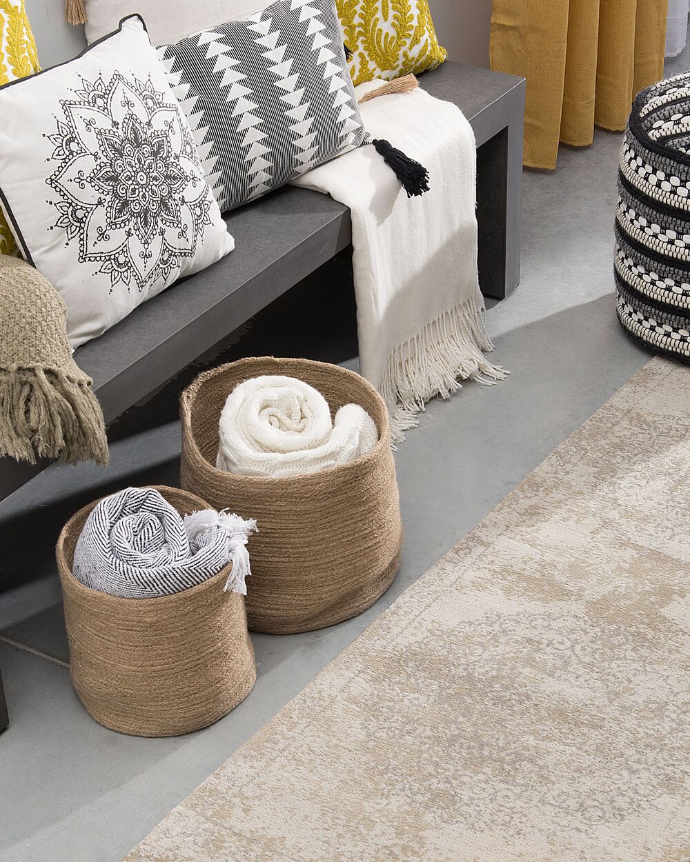 Tappeto tappetino Cotone Beige Effetto Distressed 60 x 180 cm Oriental Vintage