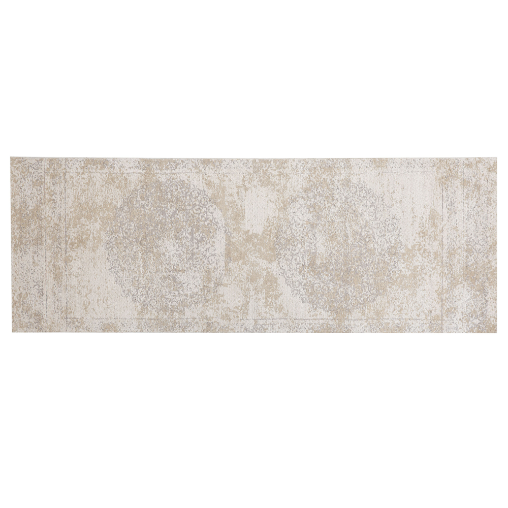 Tappeto tappetino Cotone Beige Effetto Distressed 60 x 180 cm Oriental Vintage