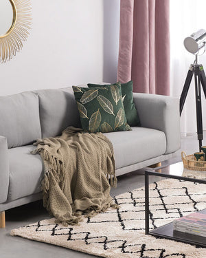 Tappeto tappetino Moquette Tessuto Poliestere Beige e Nero Shaggy Motivo Geometrico Rettangolare 160 x 230 cm