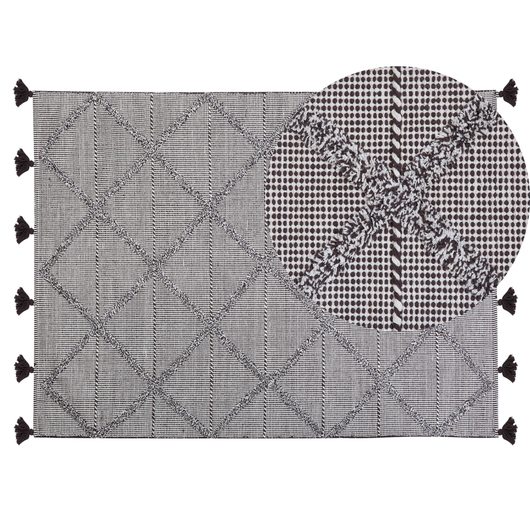 Tappeto Marrone 140 x 200 cm Motivo Geometrico con Nappe Orientali