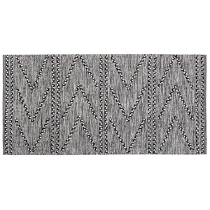 Tappeto in cotone color Nero con Motivo Geometrico Bianco 80 x 150 cm stile rustico boho