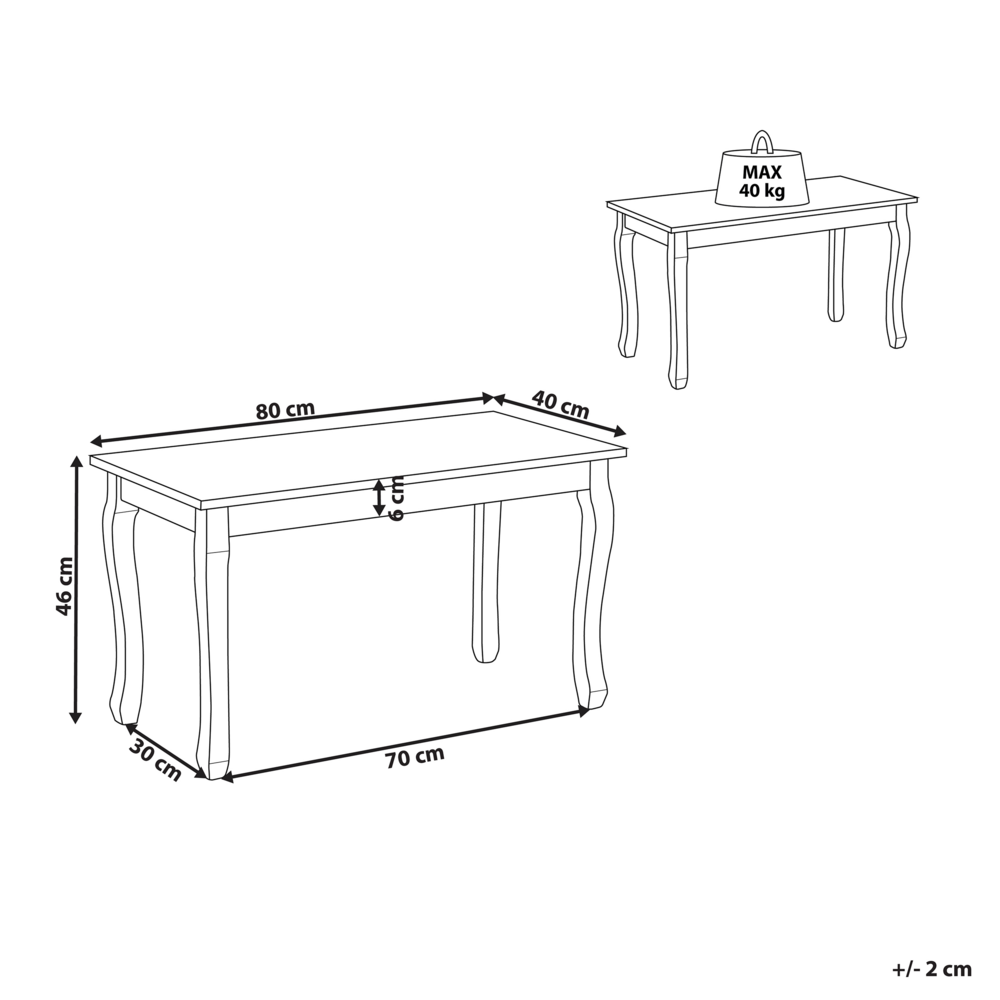 Tavolino da Caffè Rettangolare Nero Stile Chic Gambe Curve