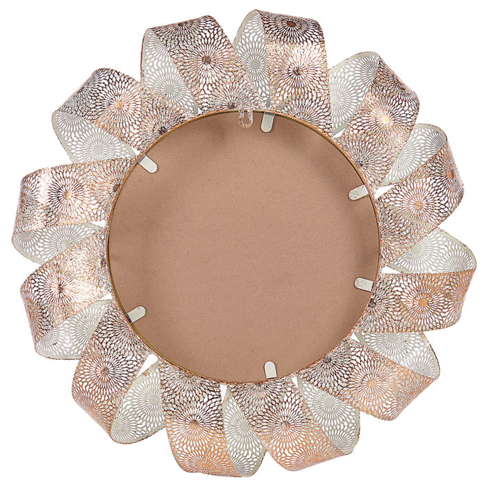 Specchio da parete Bianco con rame 54 cm Telaio rotondo a spirale Decorativo Soggiorno Camera da letto