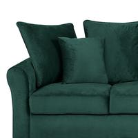 Divano Verde Velluto In Legno Massello Cuscini decorativo A 3 Posti