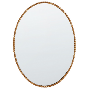 Specchio appeso a parete dorato 83 x 57 cm cornice ovale decorata perline decorative