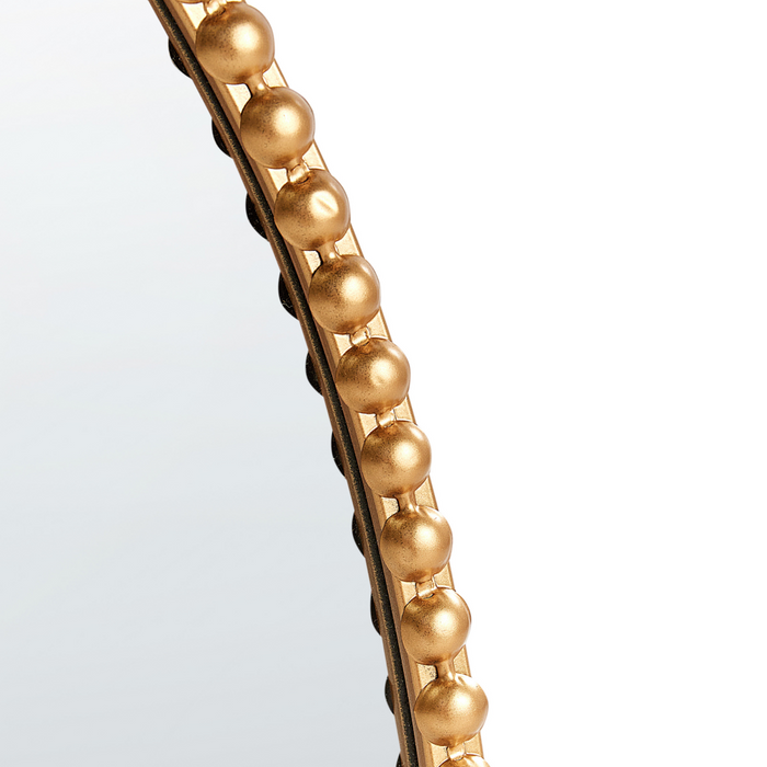 Specchio appeso a parete dorato 83 x 57 cm cornice ovale decorata perline decorative