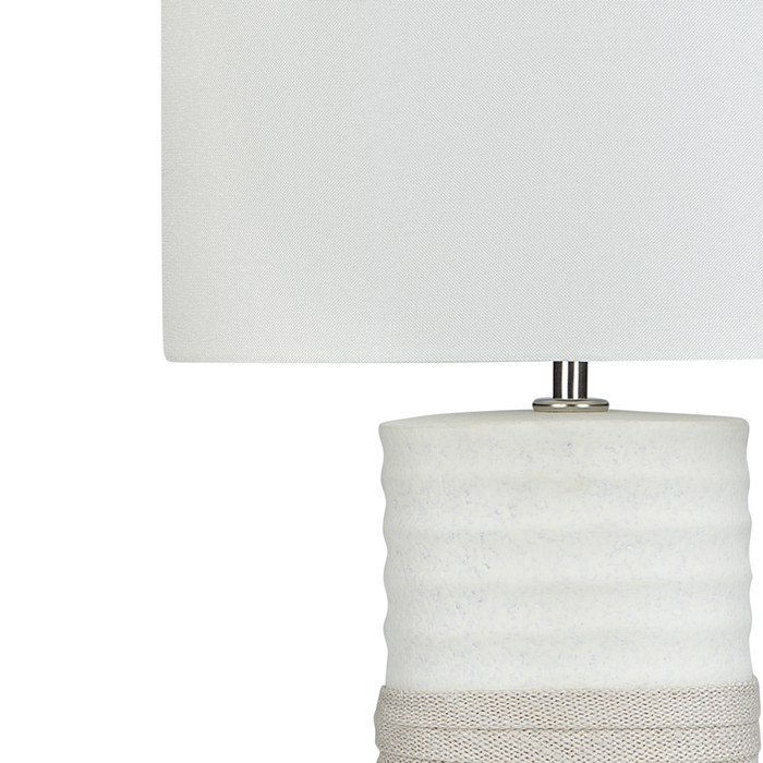 Lampada da tavolo Lampada da comodino con paralume in lino con base in ceramica beige