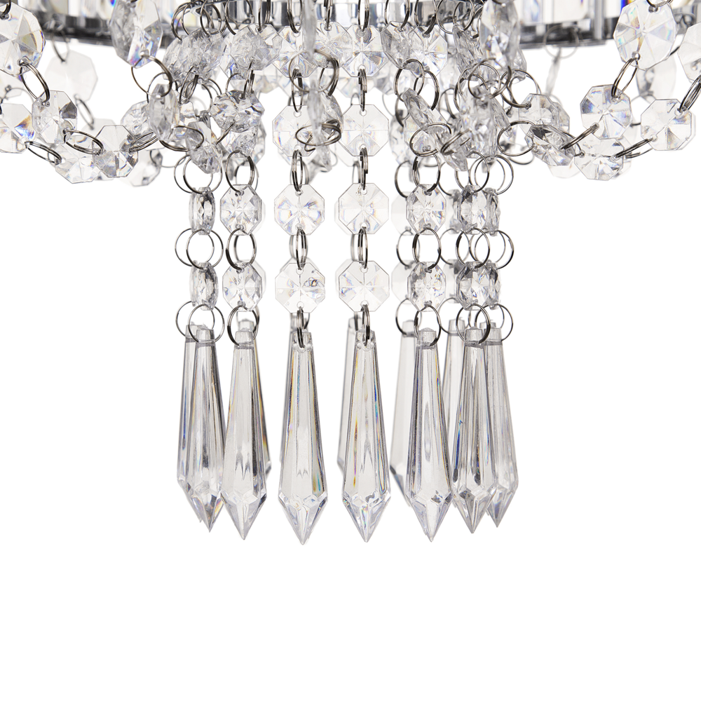 Lampada a Sospensione Metallo Trasparente Vetro Acrilico 83 cm Lampadario Decorativo Finitura Lucida Glam