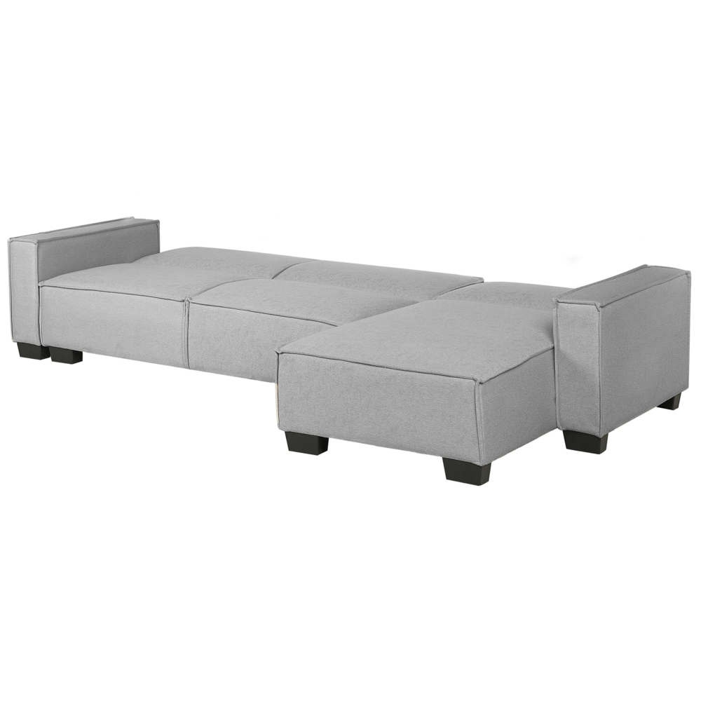 Divano letto ad angolo letto a L con rivestimento in tessuto grigio a 3 posti a versione sinistra