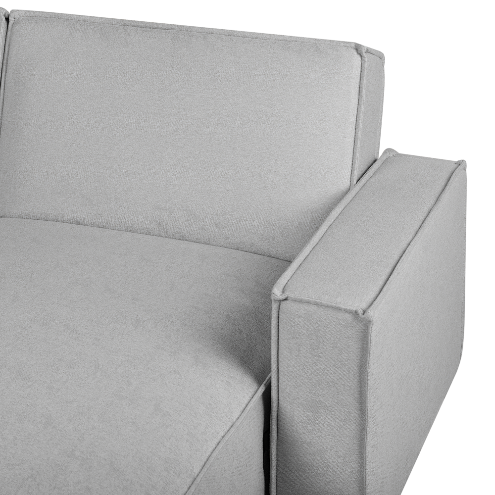Divano letto ad angolo letto a L con rivestimento in tessuto grigio a 3 posti a versione sinistra