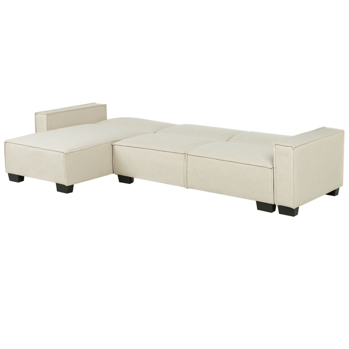 Divano letto ad angolo Letto a L a 3 posti con rivestimento in tessuto beige
