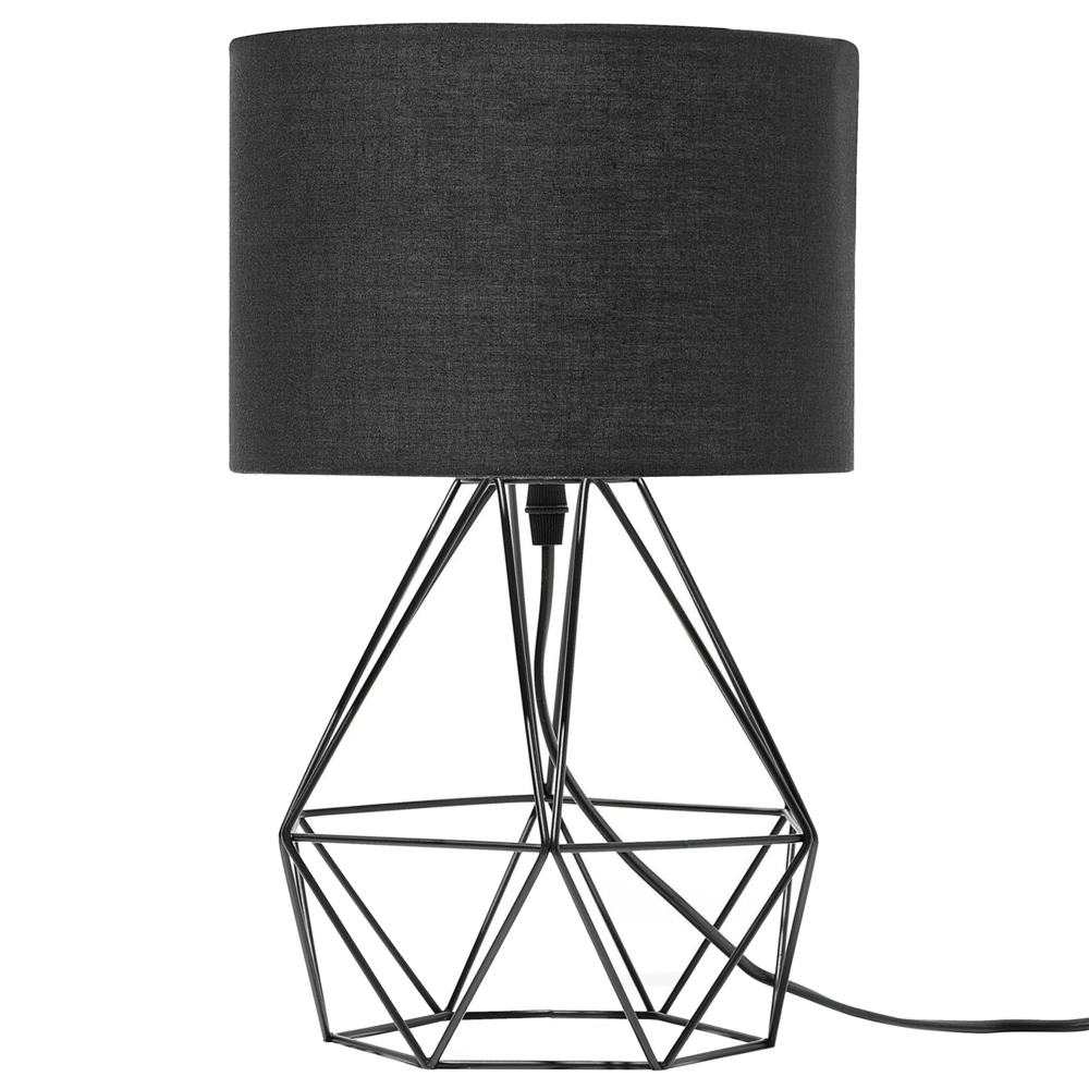Lampada da Tavolo Paralume Nero Industrial Struttura a gabbia Nero