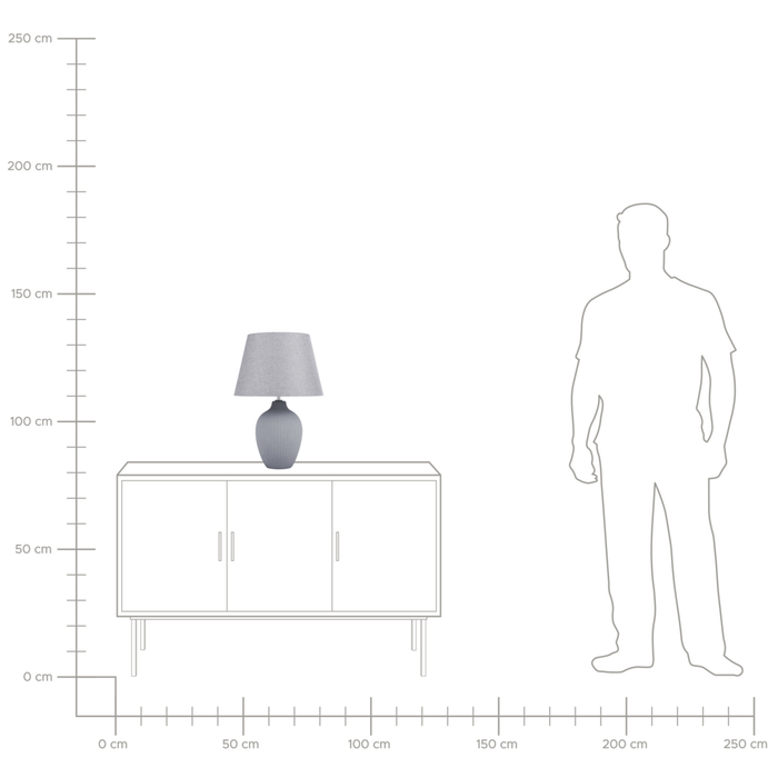 Lampada da Tavolo in Ceramica Grigia 52 cm Paralume Impero Comodino Soggiorno Camera da Letto Illuminazione Stile Retrò