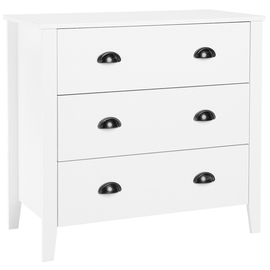 Credenza a 3 cassetti Armadietto bianco Cassettiera Camera da letto Soggiorno Moderno retrò