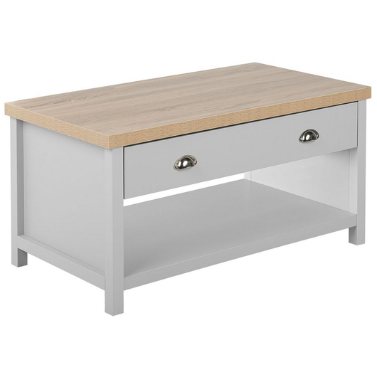 Tavolino Grigio Legno color Chiaro 99 x 55 cm Cassetto Rettangolare stile Moderno soggiorno