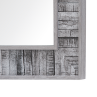 Specchio da parete in legno grigio con cornice sintetica 50 x 130 cm rettangolare da appendere alla parete