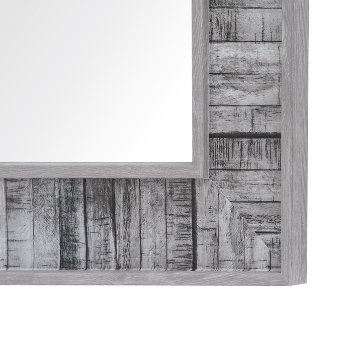 Specchio da parete in legno grigio con cornice sintetica 50 x 130 cm rettangolare da appendere alla parete