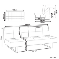 Divano Letto Rivestimento In Tessuto Blu 3 Posti Schienale Reclinabile Divisibile