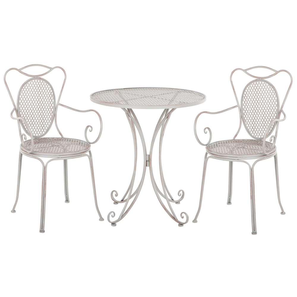 Set Bistrot Tavolo di colore Grigio 2 Sedie in ferro Chic stile Francese