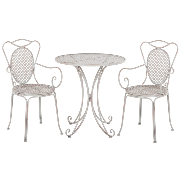 Set Bistrot Tavolo di colore Grigio 2 Sedie in ferro Chic stile Francese