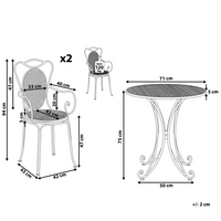 Set Bistrot Tavolo di colore Grigio 2 Sedie in ferro Chic stile Francese