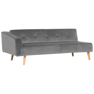 Divano letto ad angolo con 3 cuscini Rivestimento in velluto grigio Gambe in legno chiaro Chaise longue reclinabile sinistra a 4 posti