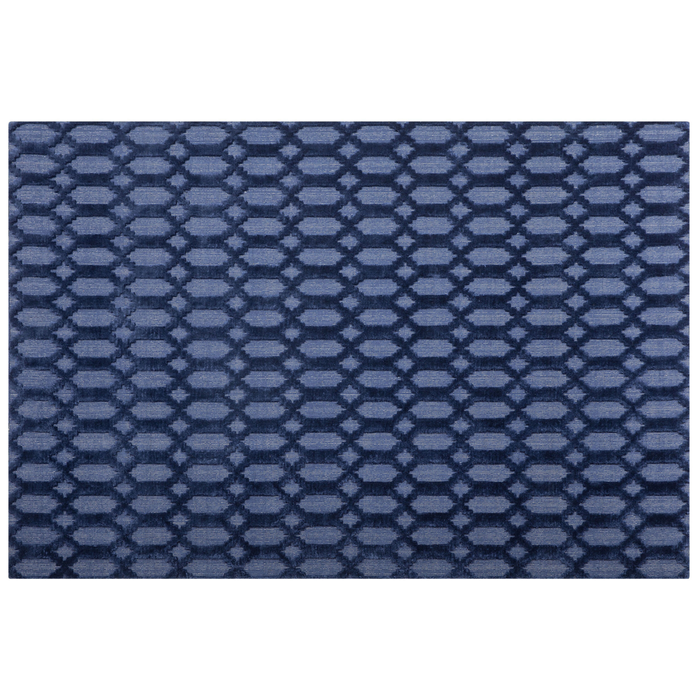 Tappeto Blu Viscosa 160 x 230 cm Motivo Geometrico Tessuto a Mano Flatweave