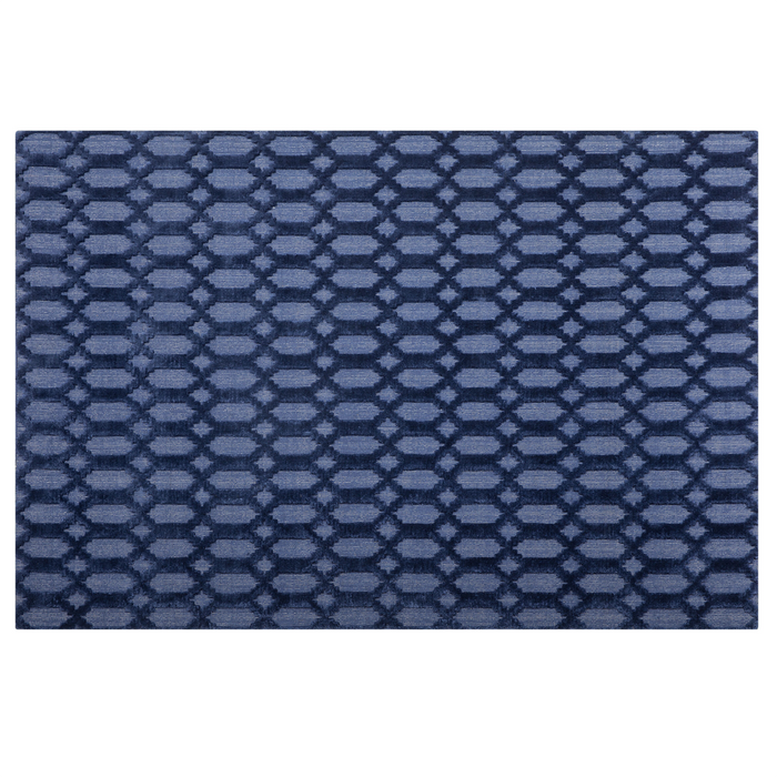 Tappeto Blu Viscosa 140 x 200 cm Motivo Geometrico Tessuto a Mano Flatweave