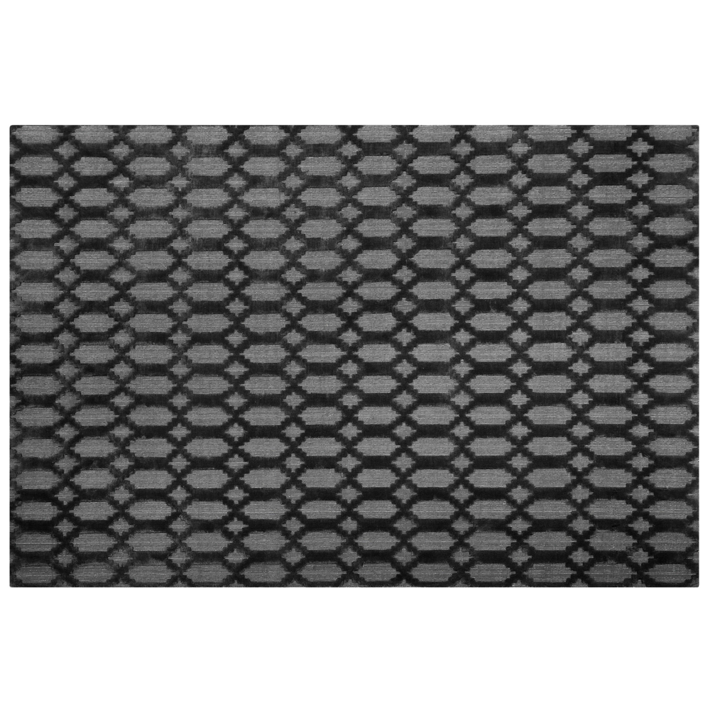 Tappeto Grigio Viscosa 160 x 230 cm Motivo Geometrico Tessuto a Mano Flatweave