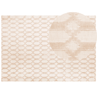 Tappeto Beige Viscosa 160 x 230 cm Motivo Geometrico Tessuto a Mano Flatweave