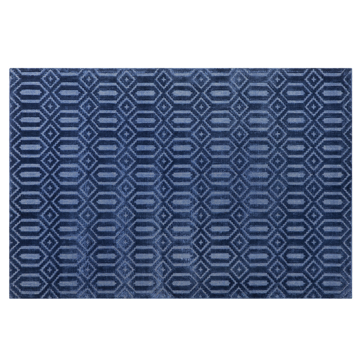 Tappeto Blu Viscosa 160 x 230 cm Motivo Geometrico Tessuto a Mano Flatweave
