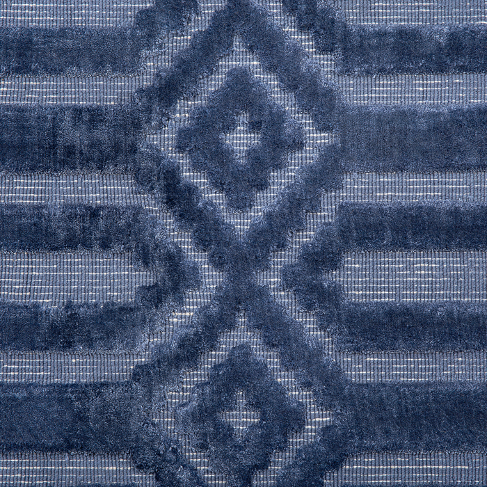 Tappeto Blu Viscosa 140 x 200 cm Motivo Geometrico Tessuto a Mano Flatweave