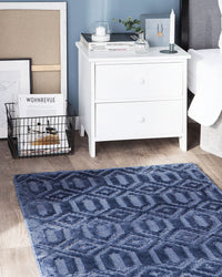 Tappeto Blu Viscosa 80 x 150 cm Motivo Geometrico Tessuto a Mano Flatweave