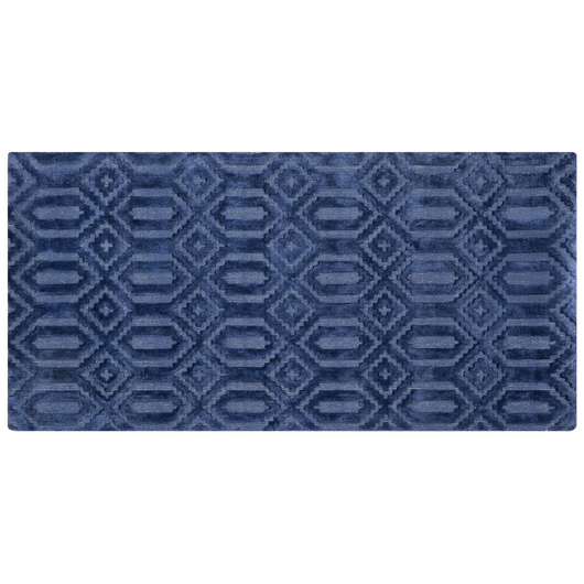 Tappeto Blu Viscosa 80 x 150 cm Motivo Geometrico Tessuto a Mano Flatweave