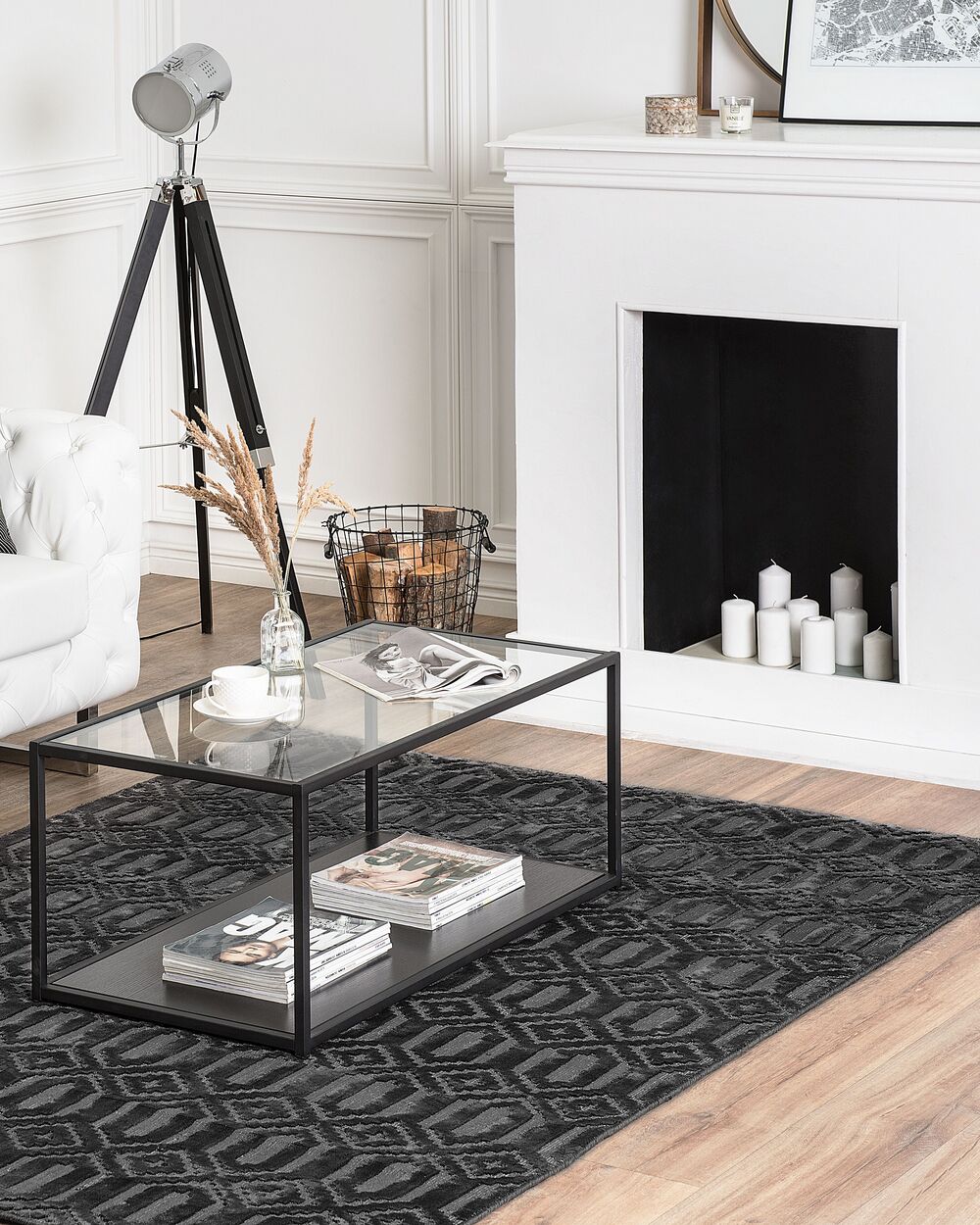 Tappeto Grigio Viscosa 160 x 230 cm Motivo Geometrico Tessuto a Mano Flatweave