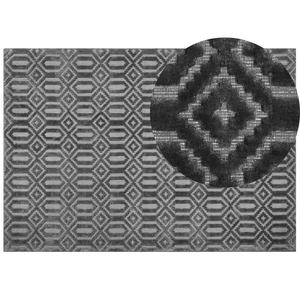 Tappeto Grigio Viscosa 160 x 230 cm Motivo Geometrico Tessuto a Mano Flatweave