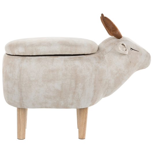 Sgabello per bambini con animali renna Tessuto in poliestere beige Gambe in legno imbottite contenitore Poggiapiedi per asilo nido