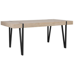 Tavolo da pranzo leggero piano in legno gambe a forcella in metallo Nero 180 x 90 cm stile industriale rettangolare