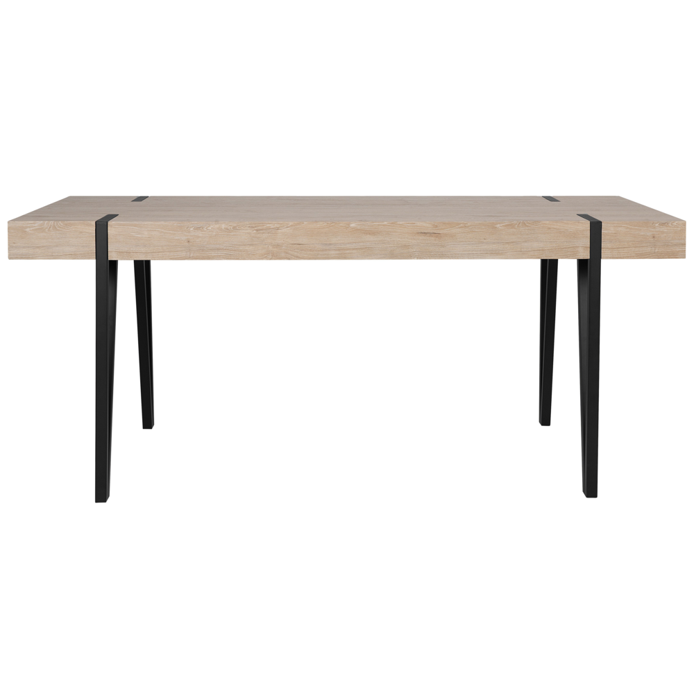 Tavolo da pranzo leggero piano in legno gambe a forcella in metallo Nero 180 x 90 cm stile industriale rettangolare