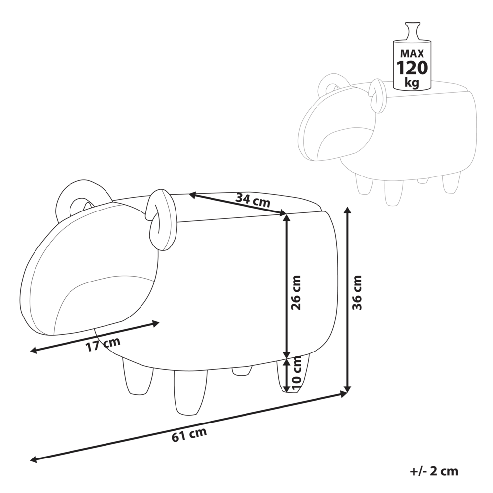 Sgabello per bambini Animale Agnello Poggiapiedi per asilo nido con gambe in legno imbottite in tessuto poliestere bianco